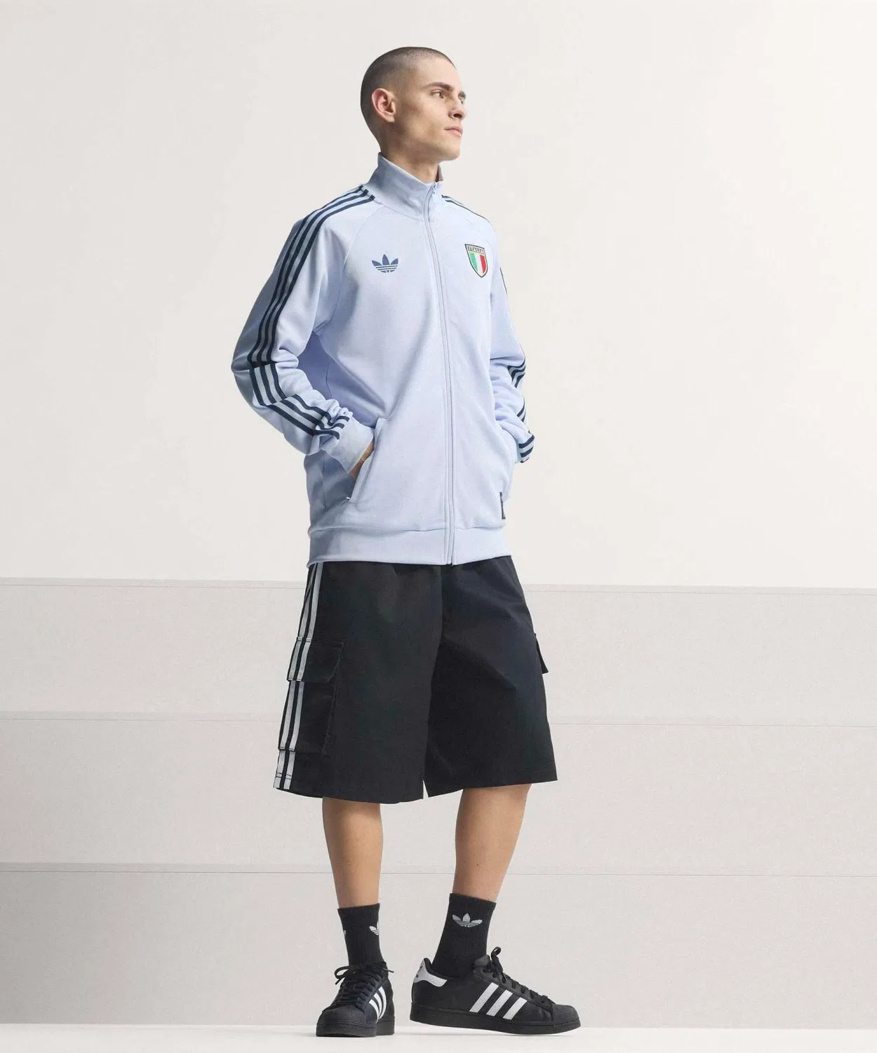 Мужской трек-топ с принтом, модель Италия Ориджиналс Adidas, Blue — фото 4