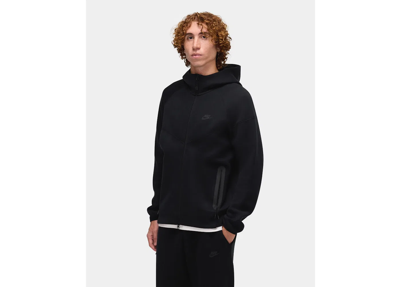 Мужская худи с молнией Nike Tech Fleece Windrunner, Black/Black — фото 3