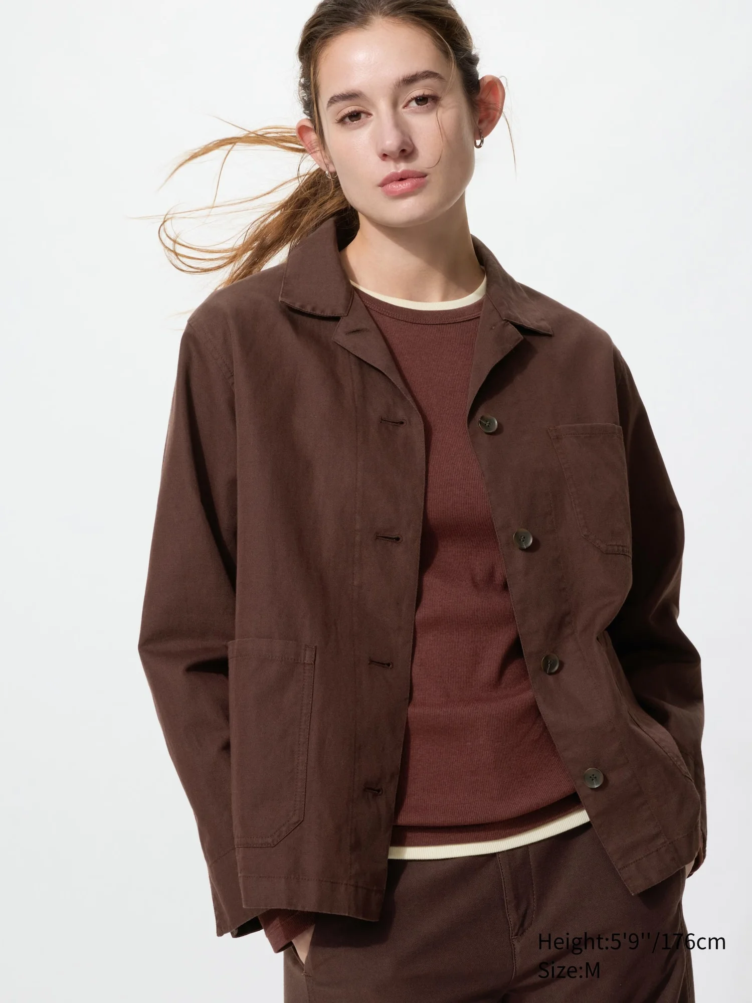 Куртка Uniqlo Linen Blend Unisex, 37 коричневый — фото 2