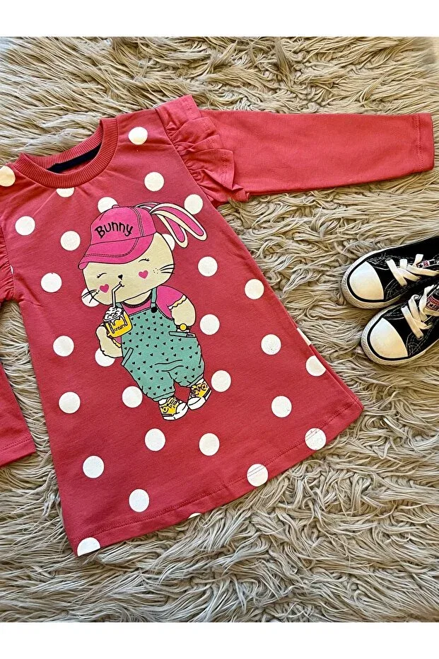 Детское платье для девочек с принтом Polka dot bunny bunny seasonal girl's dress Enes Baby, Rose Dried