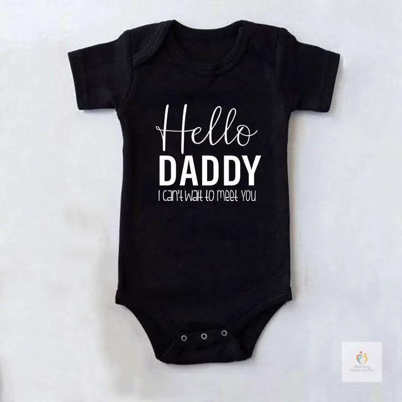 Боди-комбинезон с надписью Hello Daddy I Can't Wait to Meet You Matching Family Outfits, черный