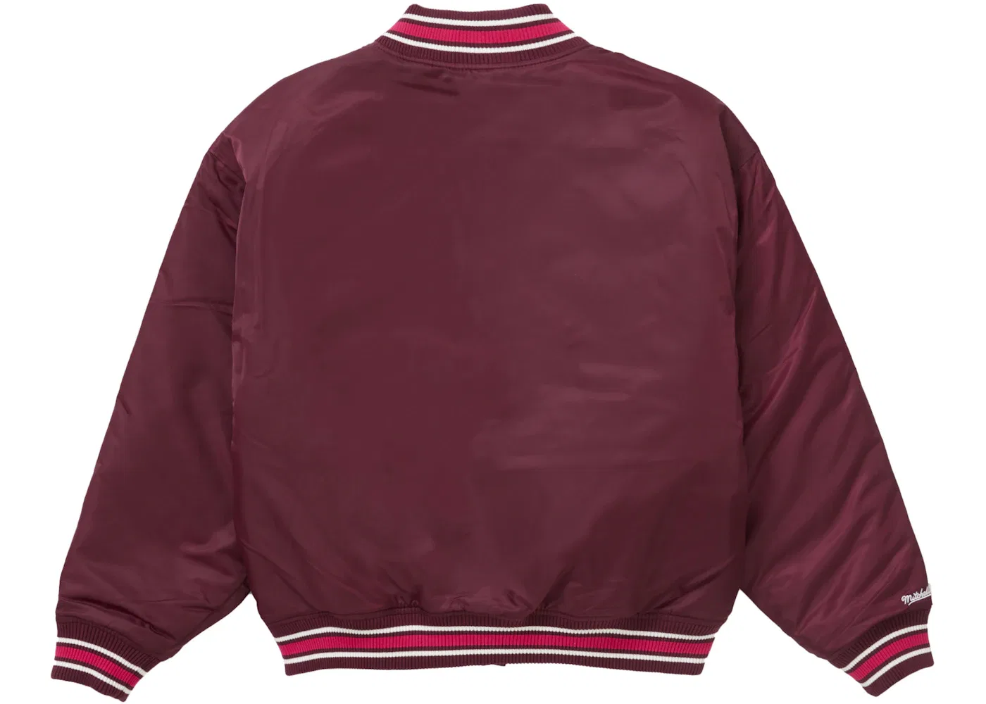 Мужская куртка-бомбер с камуфляжным принтом Supreme Mitchell & Ness Camo Logo Varsity Jacket, Burgundy — фото 3