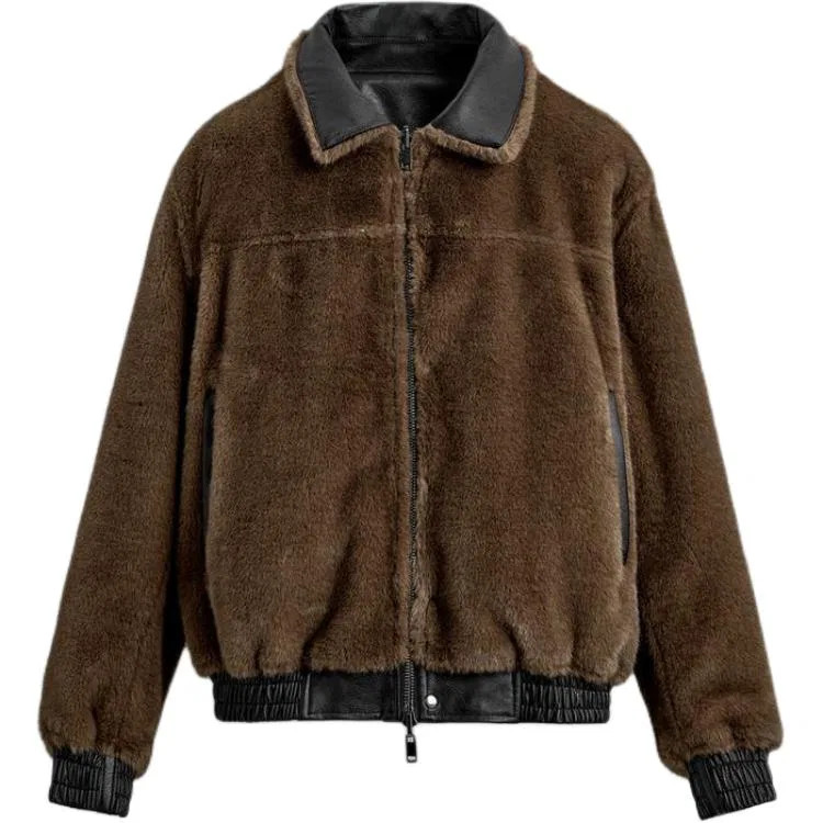 Мужская куртка с лацканами, двусторонняя, Black, ZARA — фото 4
