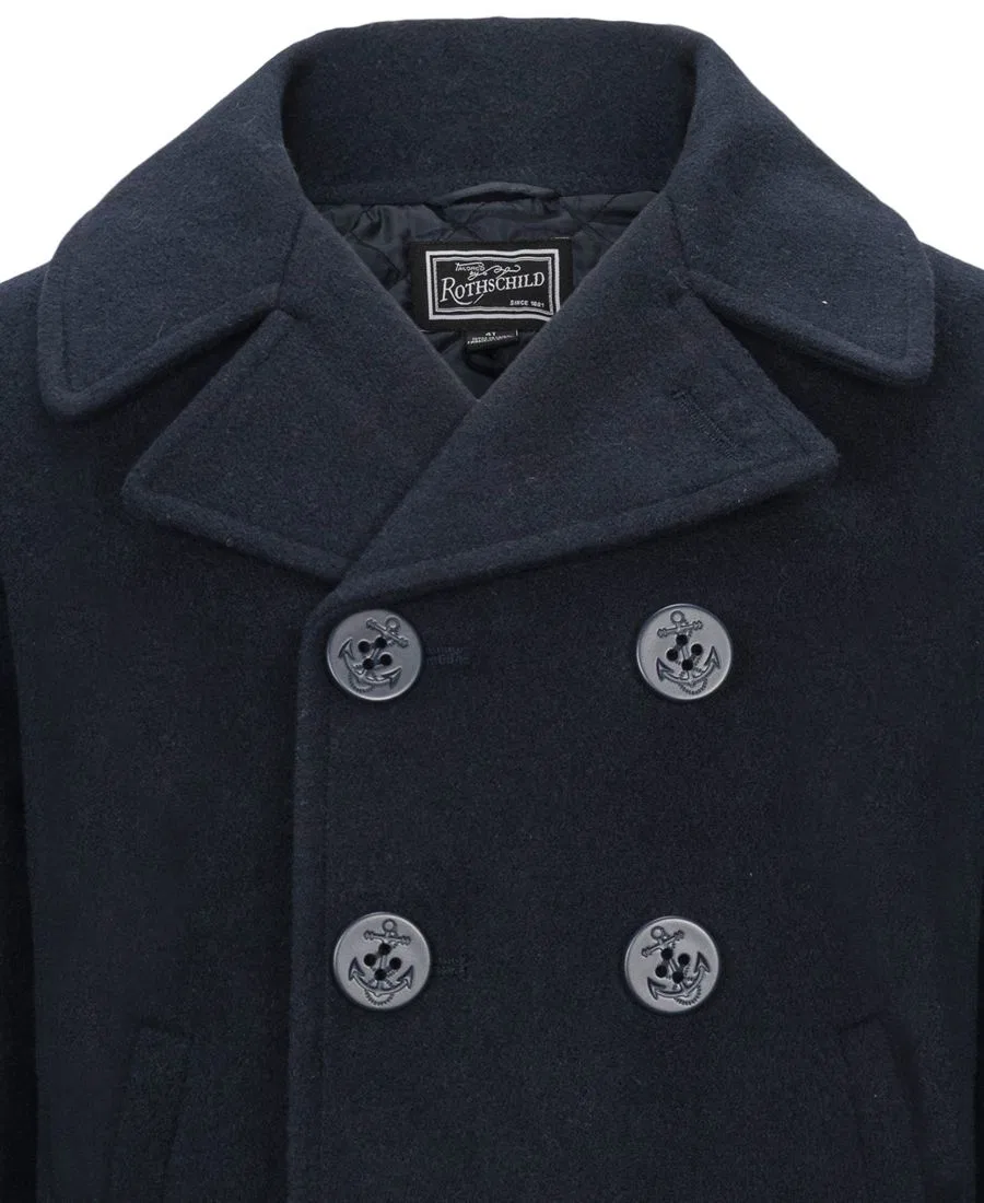 Пальто-даффлкот для мальчика Classic Double Breasted Button Front Coat S Rothschild & CO, Dark Navy — фото 3