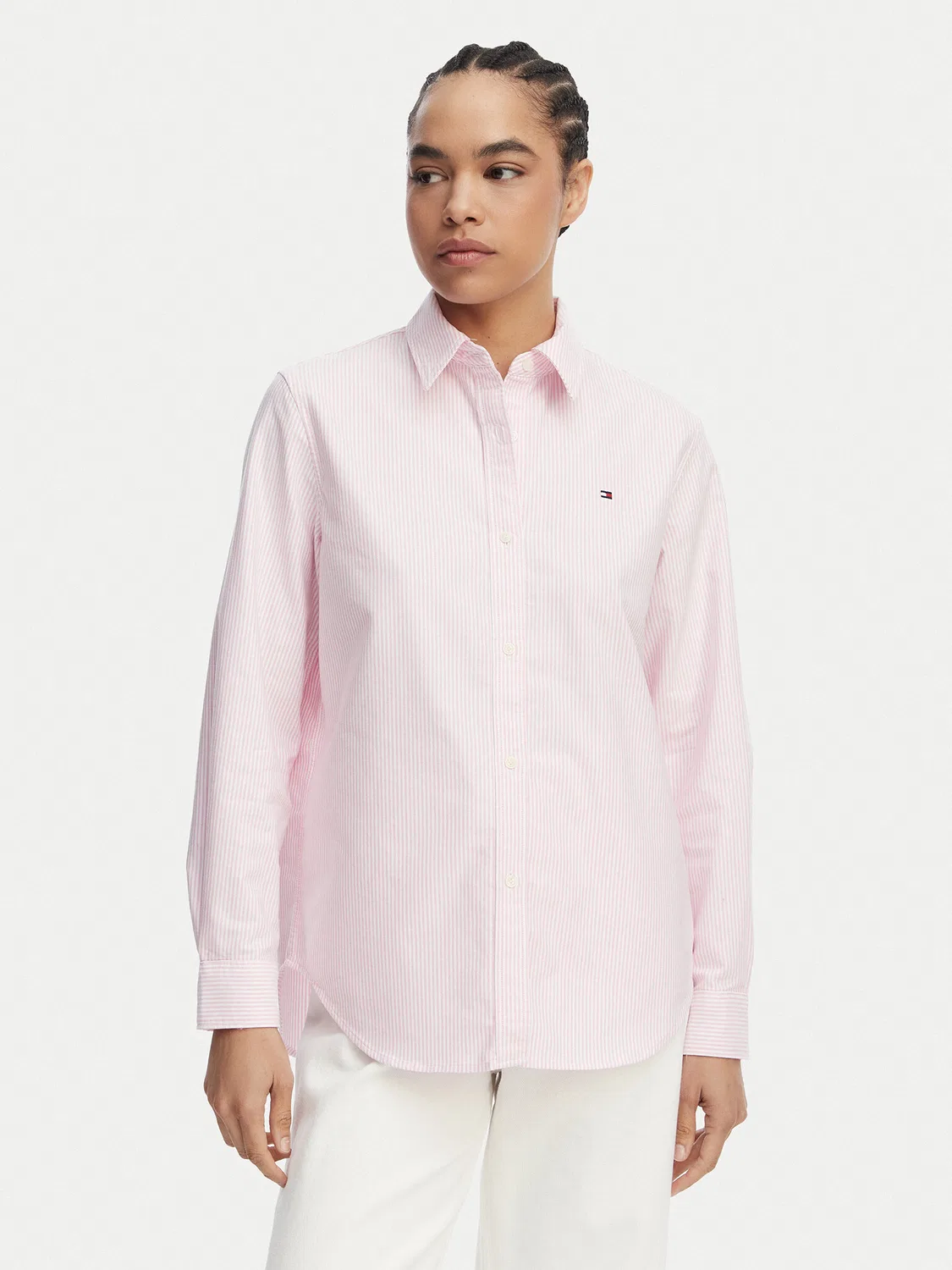 Женская рубашка стандартного кроя Fit Flag Embroidery Oxford Tommy Hilfiger, розовый