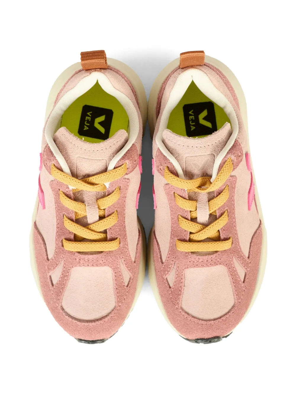 Кожаные кроссовки с логотипом V VEJA Kids, розовый — фото 3