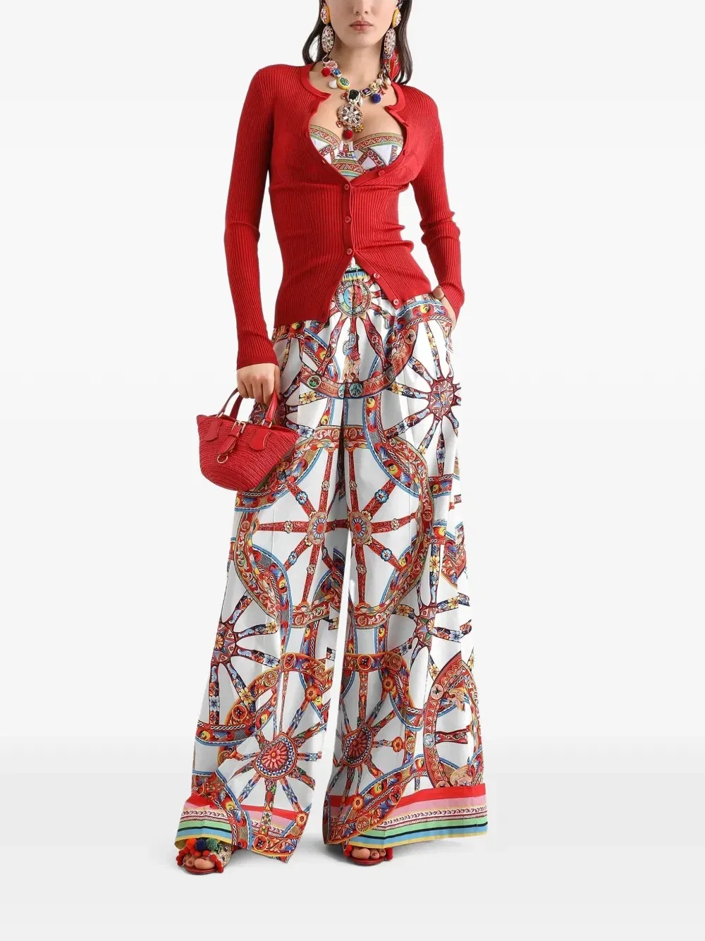Поплиновые брюки с принтом Carretto Dolce & Gabbana, белый — фото 2