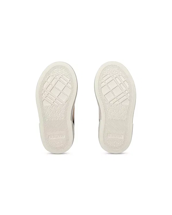Детские кроссовки для девочек с клетчатым принтом Noah Check & Leather Sneakers Burberry, Sand Ip Check — фото 4