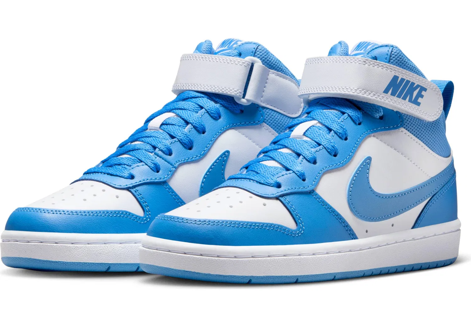 Детские кроссовки для мальчиков с кожаным верхом Court Borough Mid 2 NIKE, White Blue Beyond — фото 2