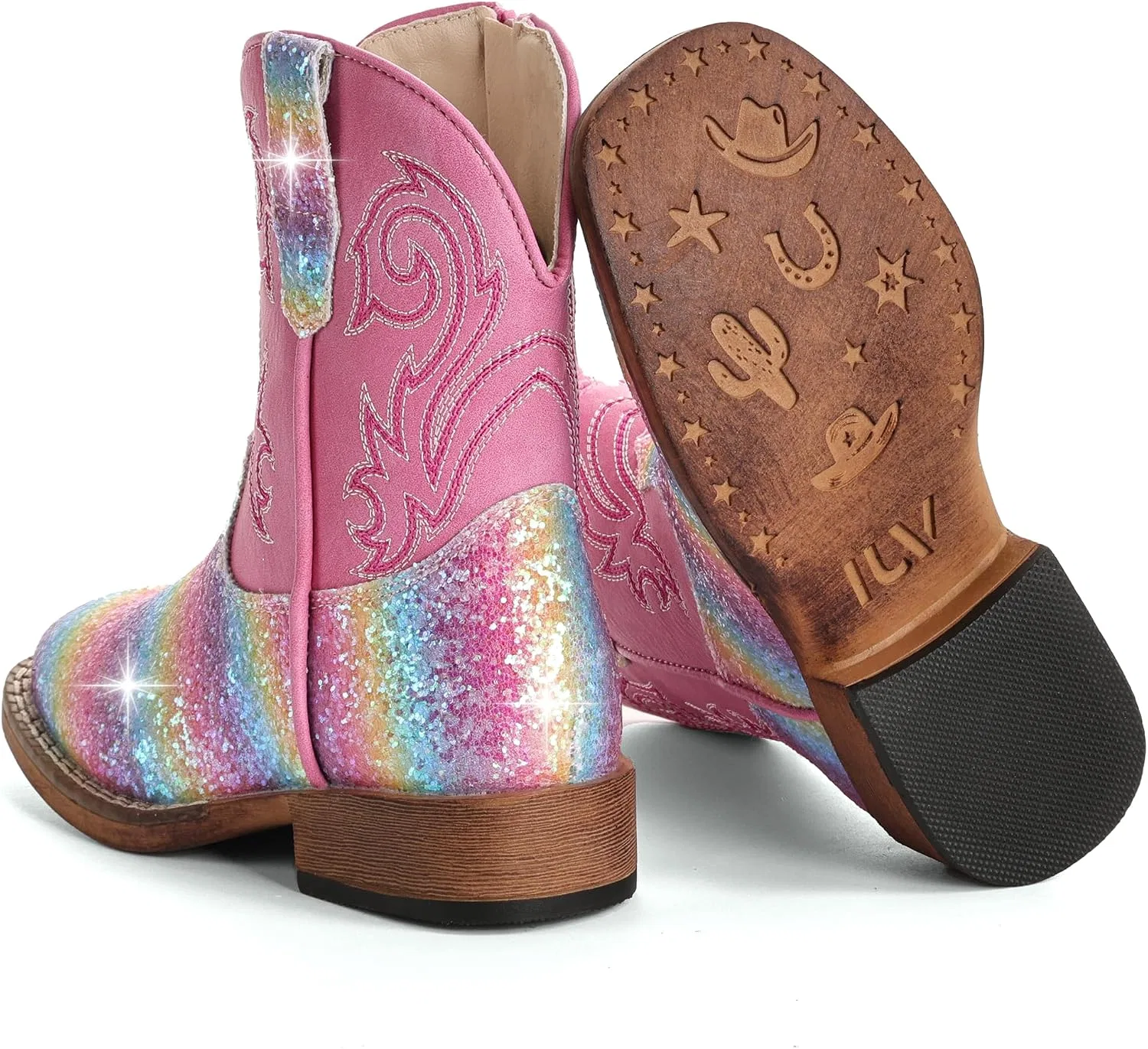 Детские сапоги для девочек с блестками Cowgirl Boots IUV KIDS, Glitter Rose Pink — фото 4