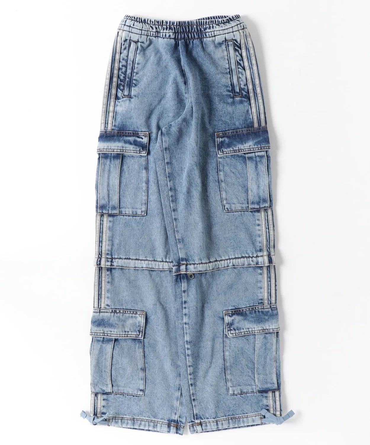 Женские джинсы с отстегивающимися штанинами, с принтом, Adidas MID RISE 2-IN-1 DENIM PANTS, Blue
