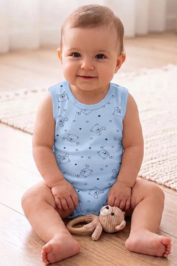 Детское боди для новорожденных с длинным рукавом с принтом Pure Plus, Blue Bear — фото 2