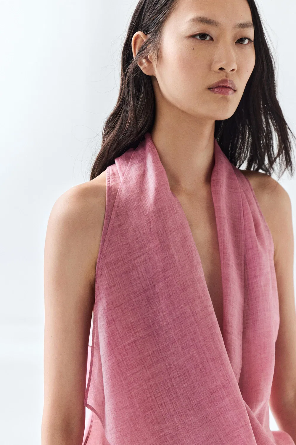 Топ Massimo Dutti Draped Crossover, розовый — фото 4