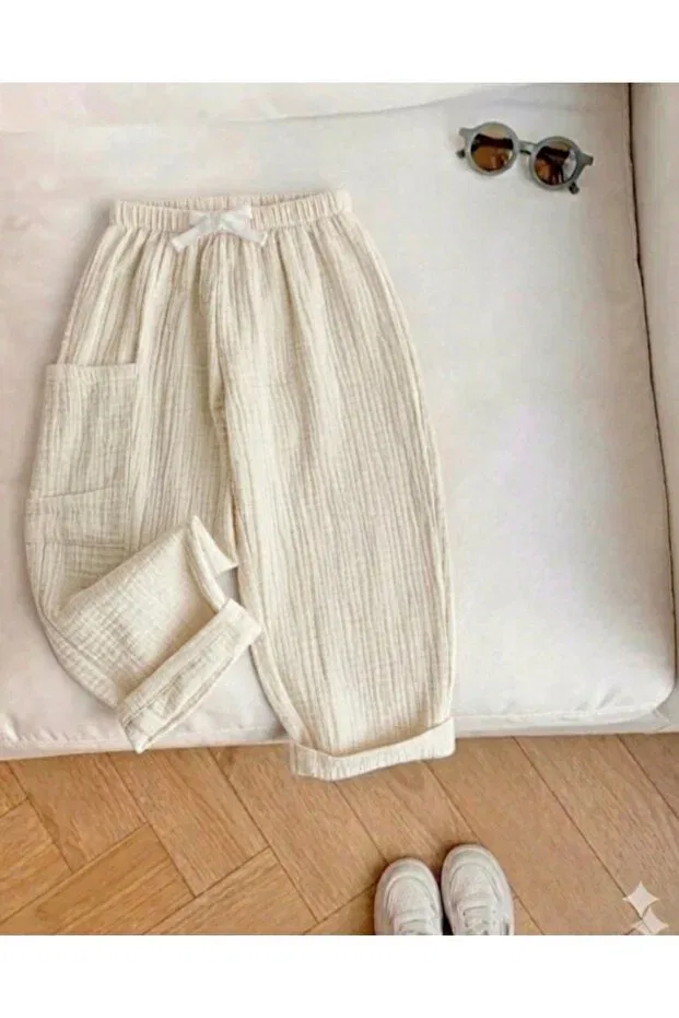Детские брюки для девочек хлопковые Flower Baby, Beige