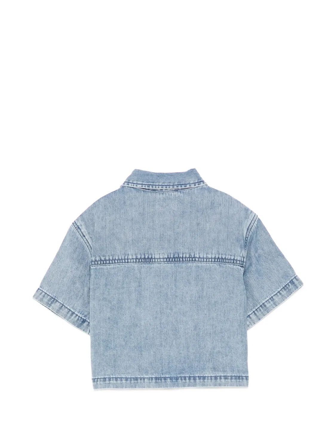 Джинсовая рубашка с декором в технике кроше Stella Mccartney Kids, синий — фото 2