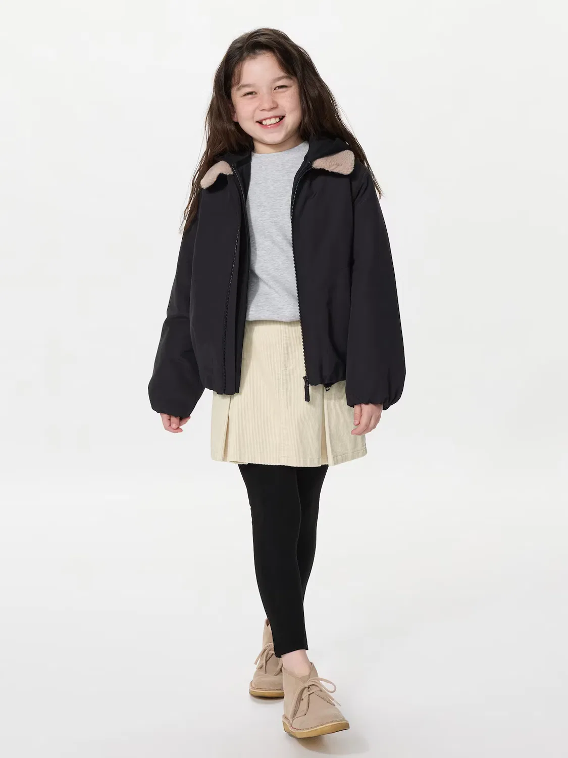Юбка из вельвета Uniqlo, для девочек, кремовый