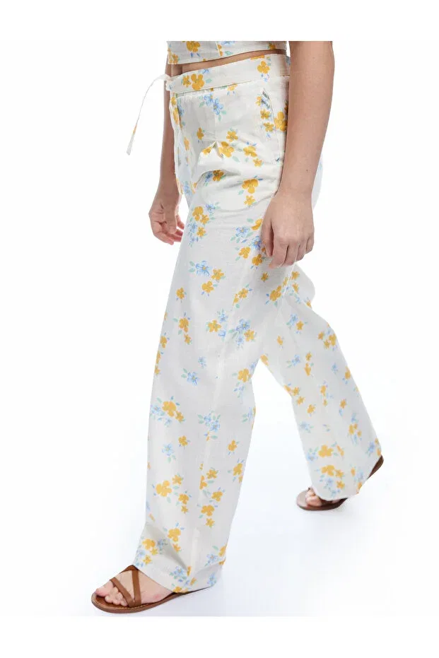 Детские брюки для девочек с принтом Koton, Yellow Patterned — фото 3