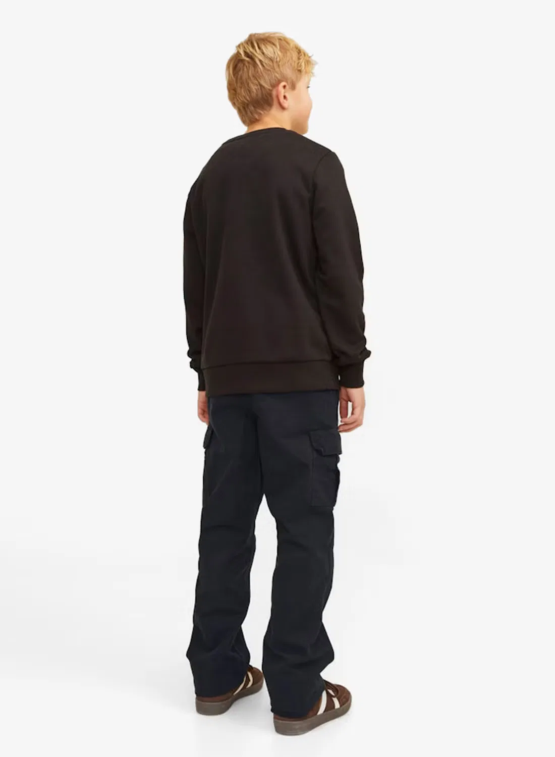 Брюки карго с карманами черные Jack & Jones Junior, черный — фото 2