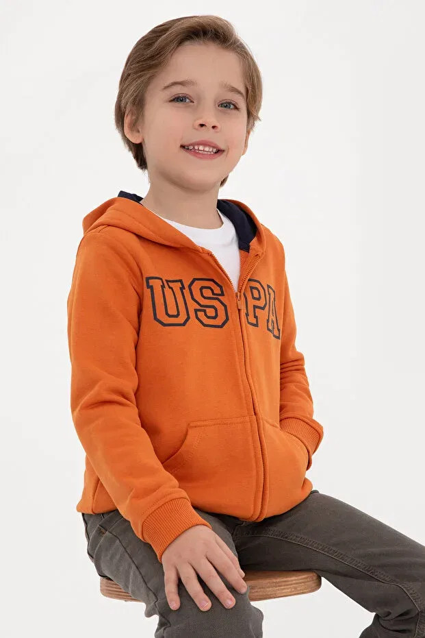 Детский кардиган на молнии с капюшоном из футера Basics U.S. Polo Assn., Copper