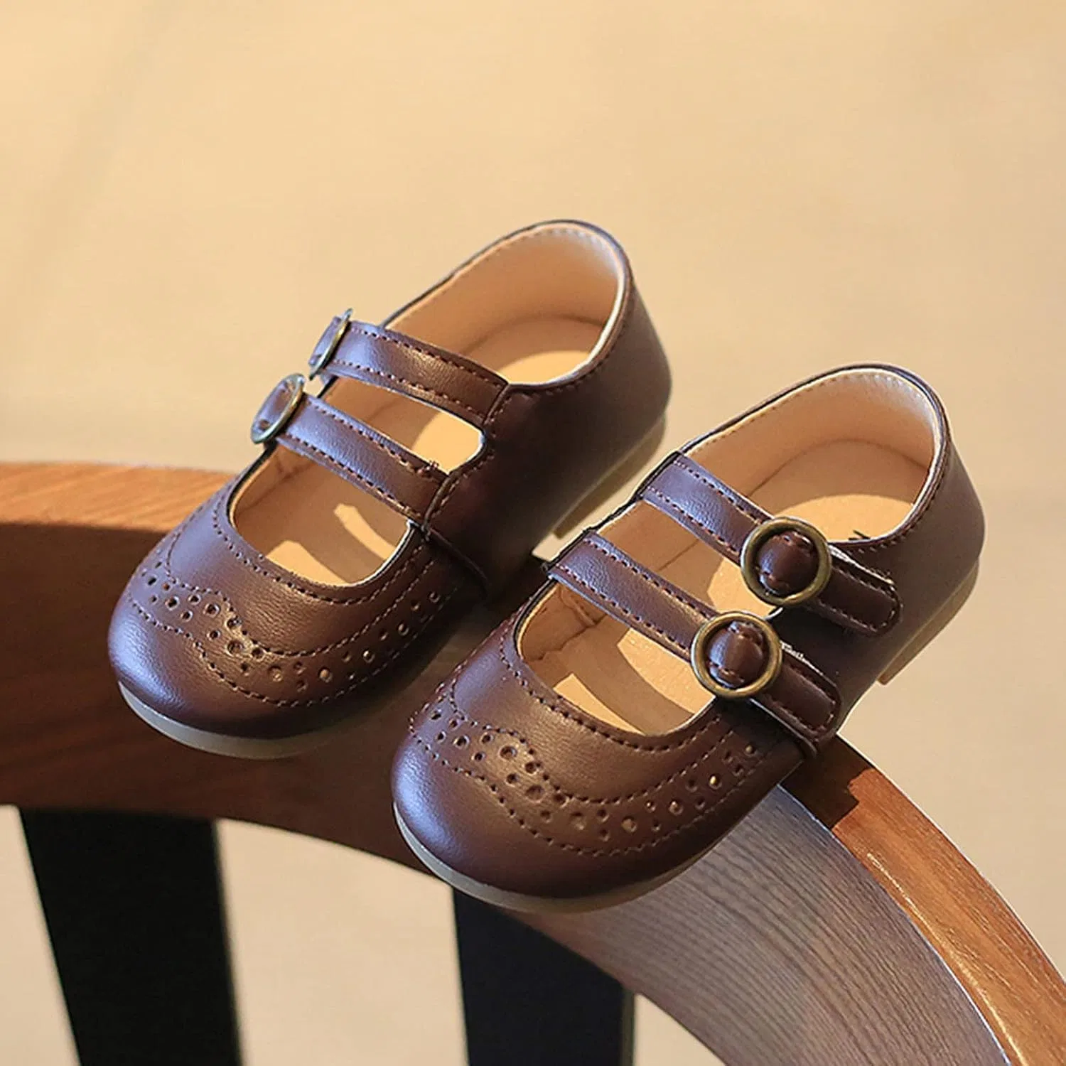 Детские ботинки для девочек с перфорацией Link Shoes Summer And Autumn, Brown — фото 2