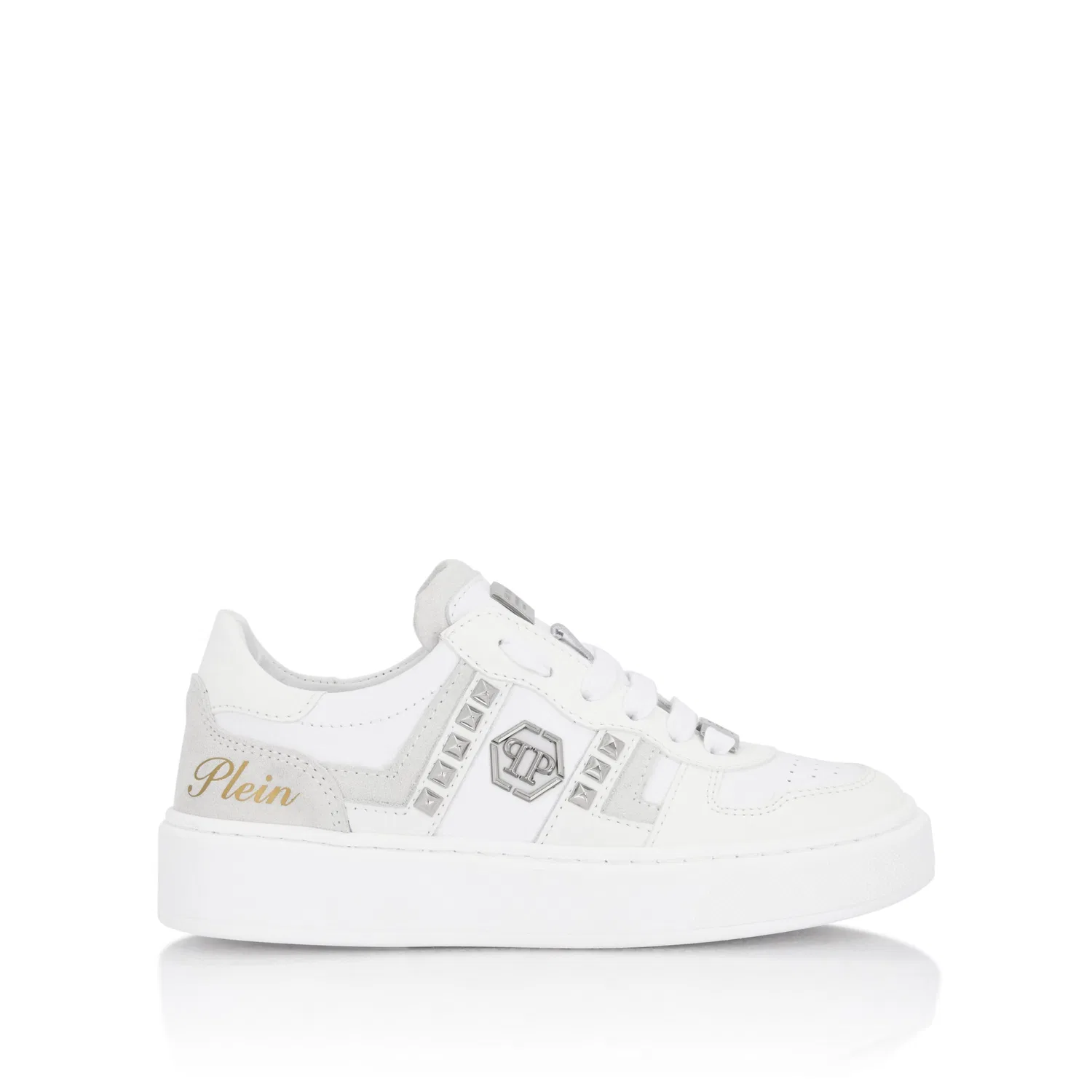 Детские кроссовки с заклепками Philipp Plein, White