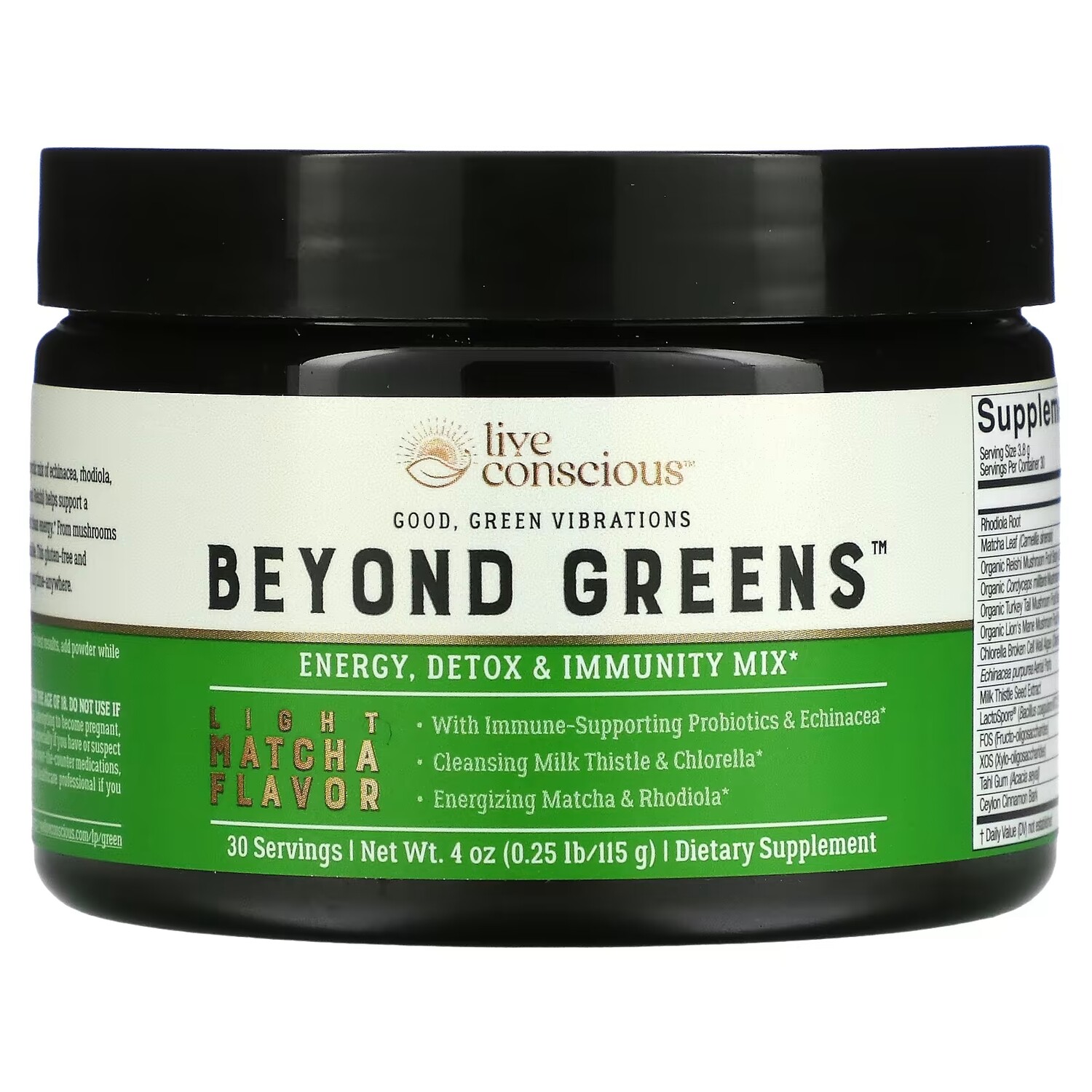 

Смесь для Энергии Детоксикации и Иммунитета Live Conscious Beyond Greens легкий матча, 115 г