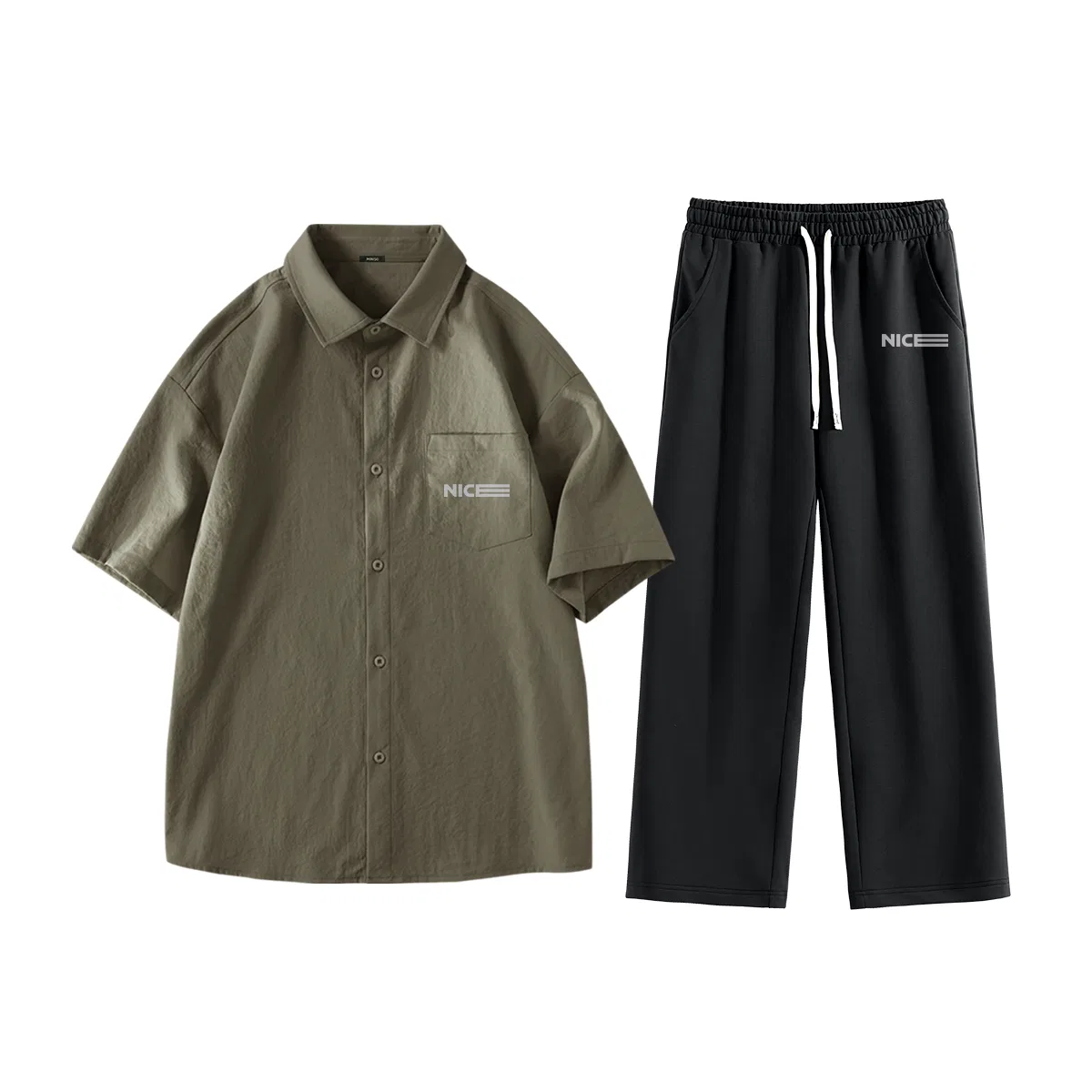 Детский комплект рубашек с принтом Lucky Line Chest Logo MINISO, Army Green и Black