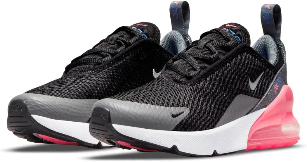 Детские кроссовки для девочек Nike Air Max 270 Nike, Black/Smoke Grey/Sunset Pulse/Metallic Silver — фото 2
