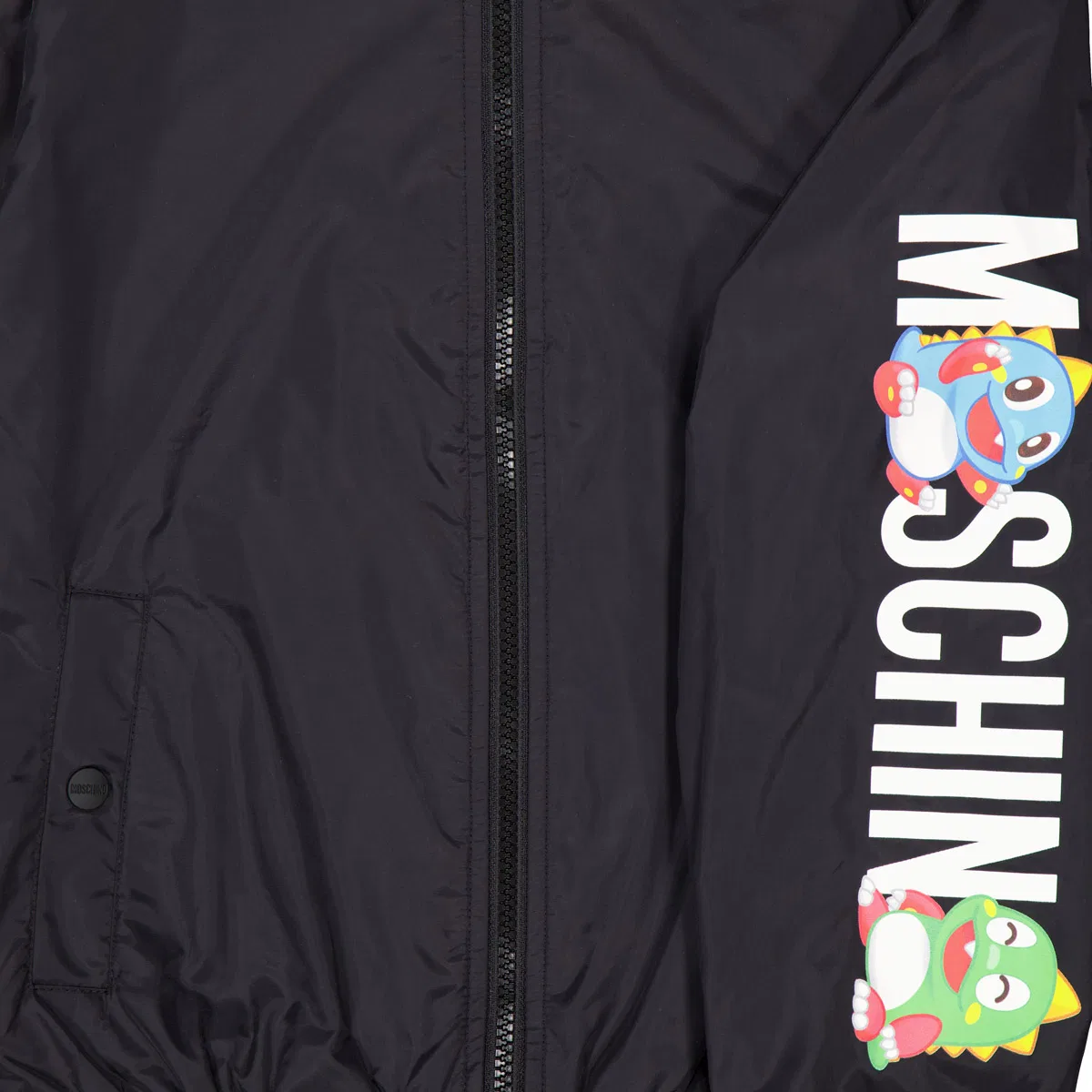 Куртка детская с капюшоном и принтом Boys Logo-Print Zip-Up Jacket Moschino, Black — фото 2