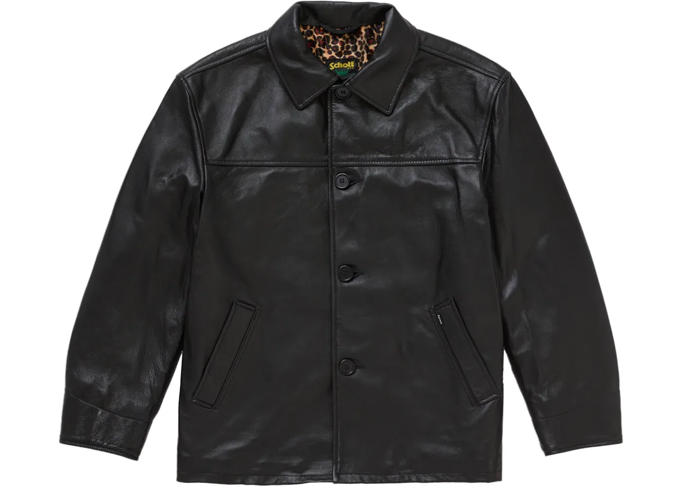 Мужское пальто-авто из кожи Supreme Schott, Black