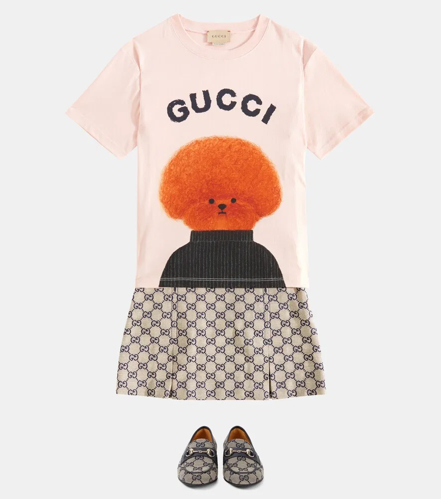 Лоферы Horsebit GG Canvas Gucci Kids, бежевый — фото 2
