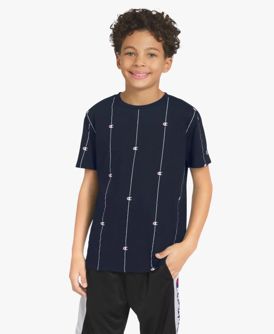 Детская футболка с коротким рукавом с принтом Champion, Dark Navy