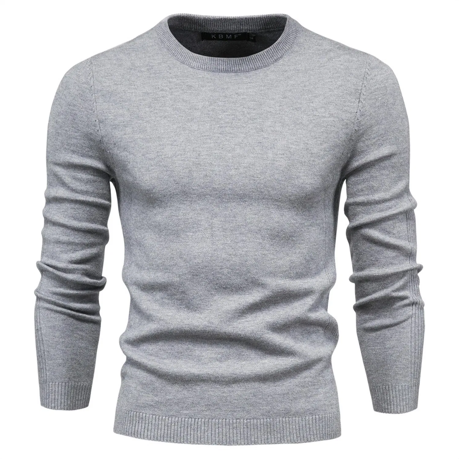 Мужской джемпер с круглым вырезом, серый, XL, Crew Neck Grey
