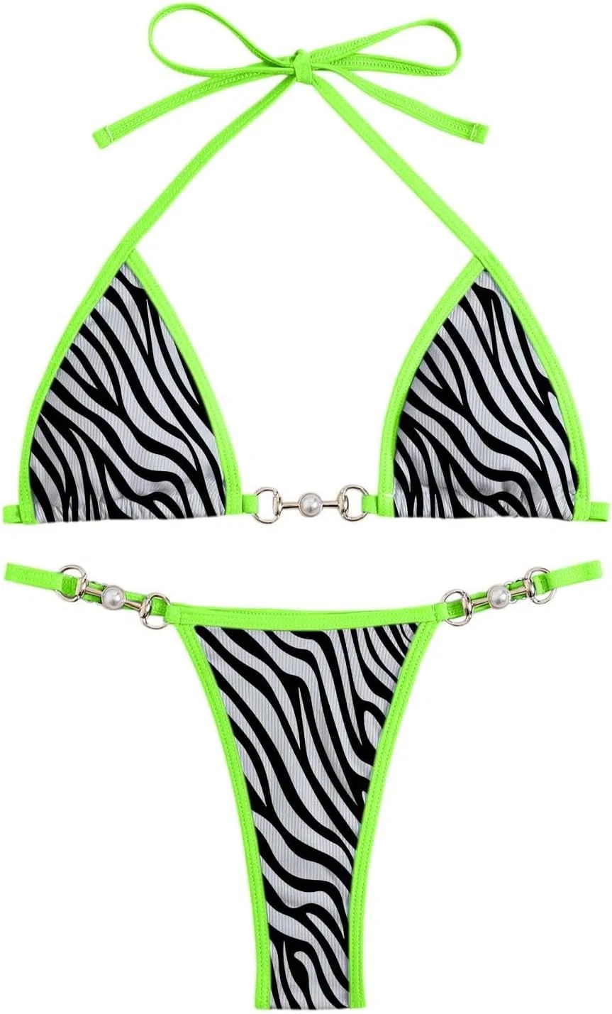 Женский купальник танкини с цветными полосками, Light Green