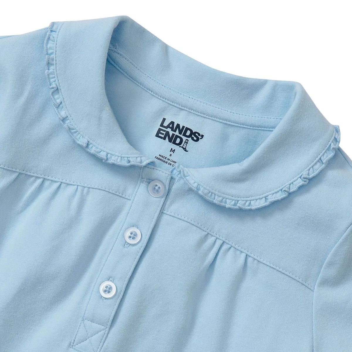 Детское платье-футболка с воротником-питер пэн модель Frill Collar Tee Lands' End, Nantucket Blue — фото 2