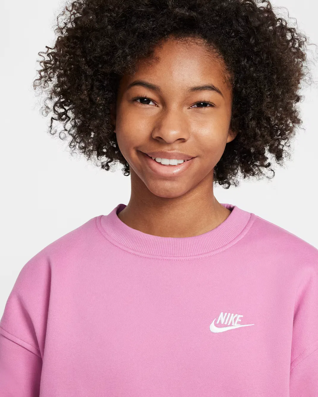 Толстовка оверсайз для детей постарше Nike Sportswear Club Fleece, Magic Flamingo/White — фото 3