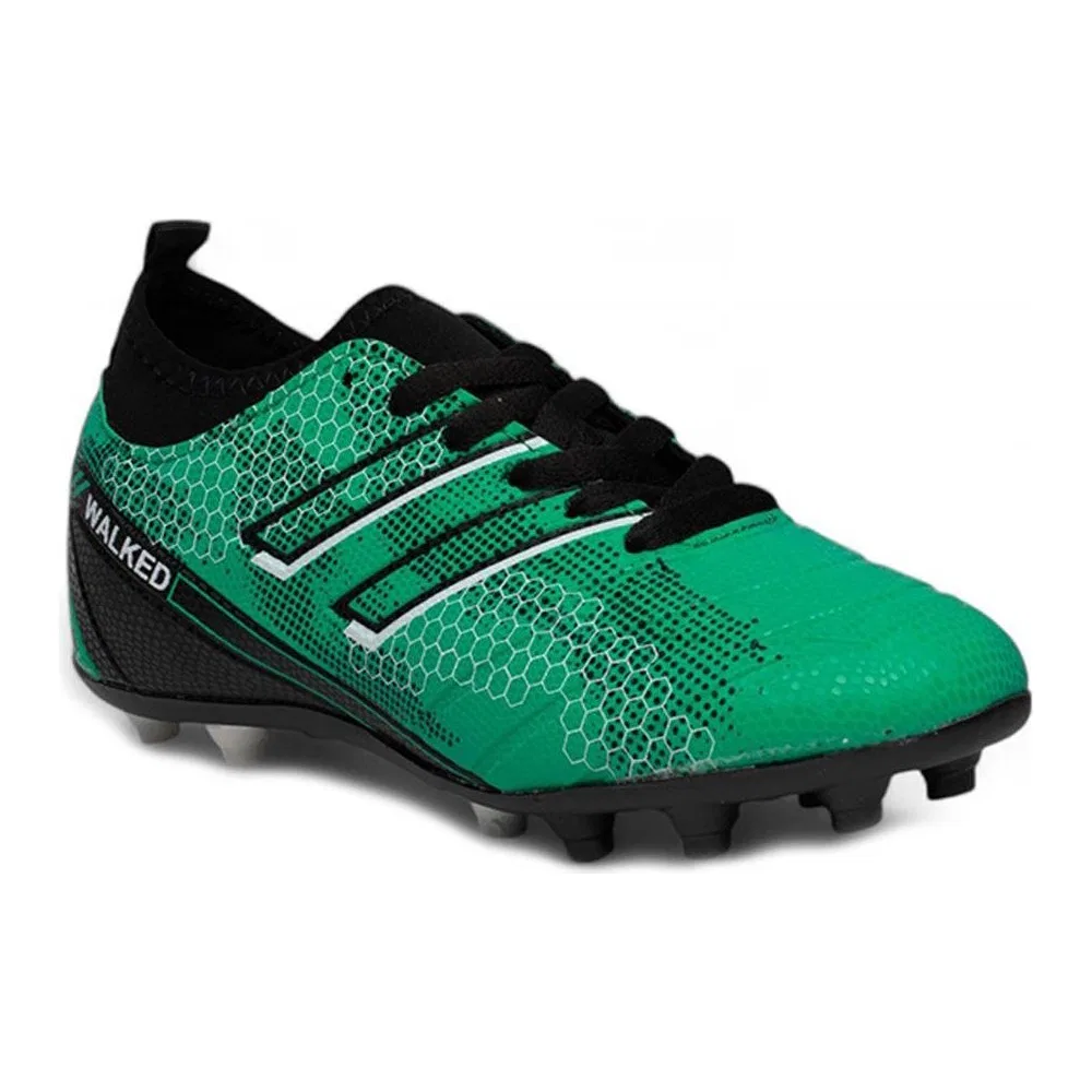 Детские футбольные бутсы для мальчиков с пластиковыми шипами, Green Black, 107-25 Halı Saha Çivili Krampon Walked