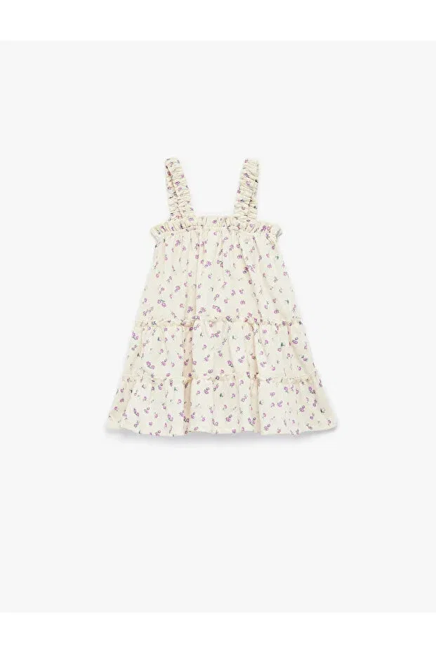 Детское платье для девочек хлопковое Koton, Beige Patterned — фото 2