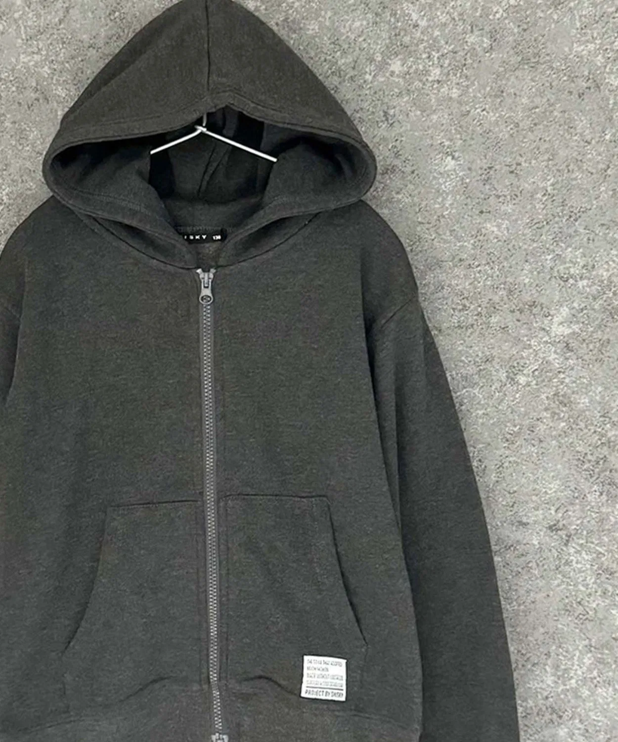Детский худи с начесом, свободного кроя, модель Chois BIG SHISKY, Heather Charcoal
