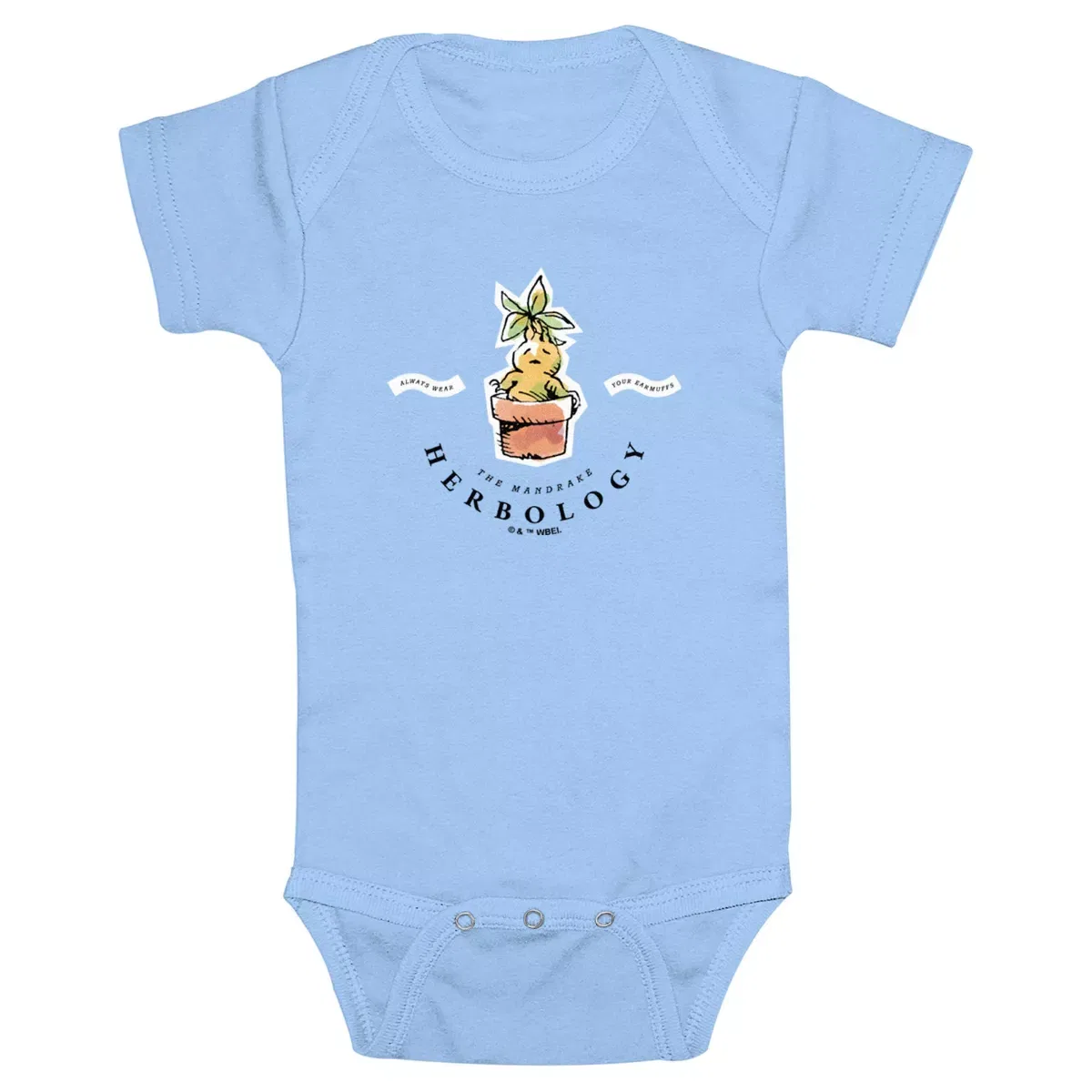 Детское боди для мальчиков с принтом Mandrake Herbology Harry Potter, Light Blue