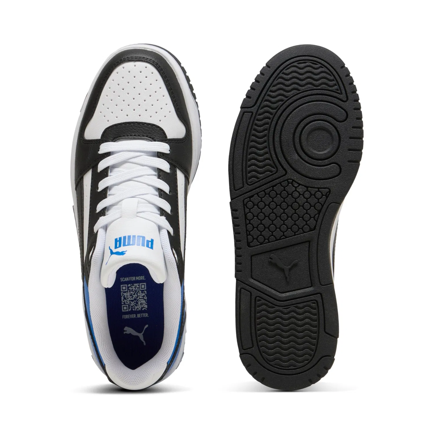 Детские кроссовки на шнуровке Rebound Slam Lo Jr PUMA, White/Black/Team Royal — фото 4