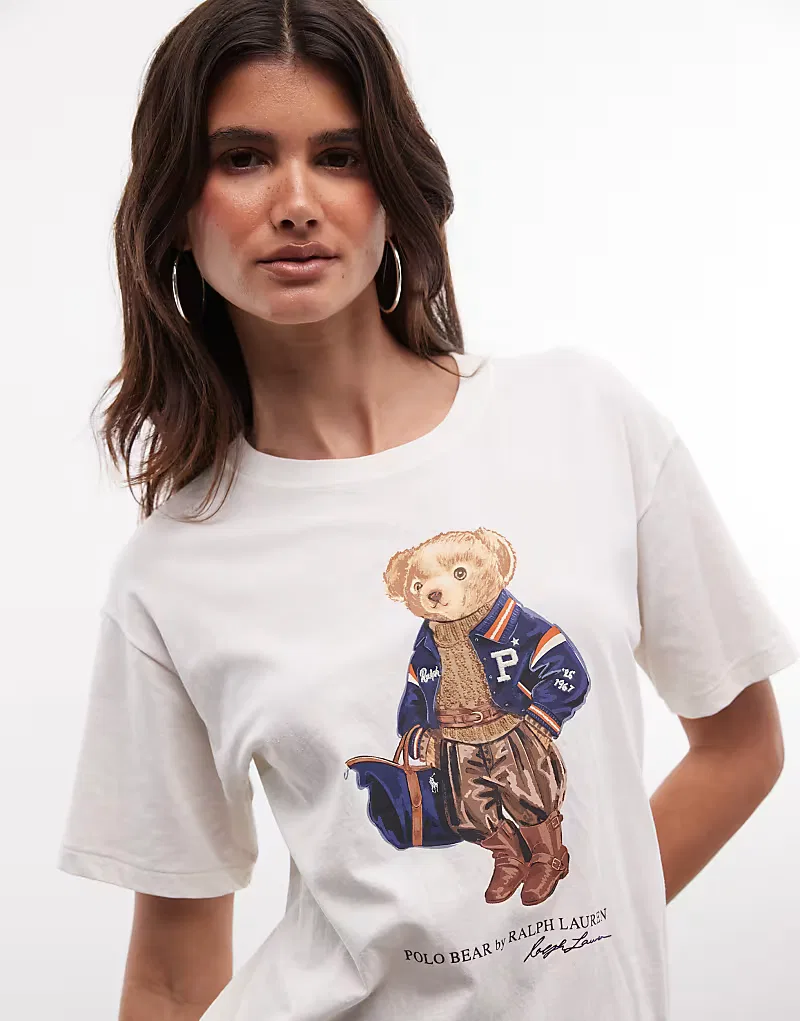 Вязаная футболка с изображением медведя Polo Ralph Lauren, белый
