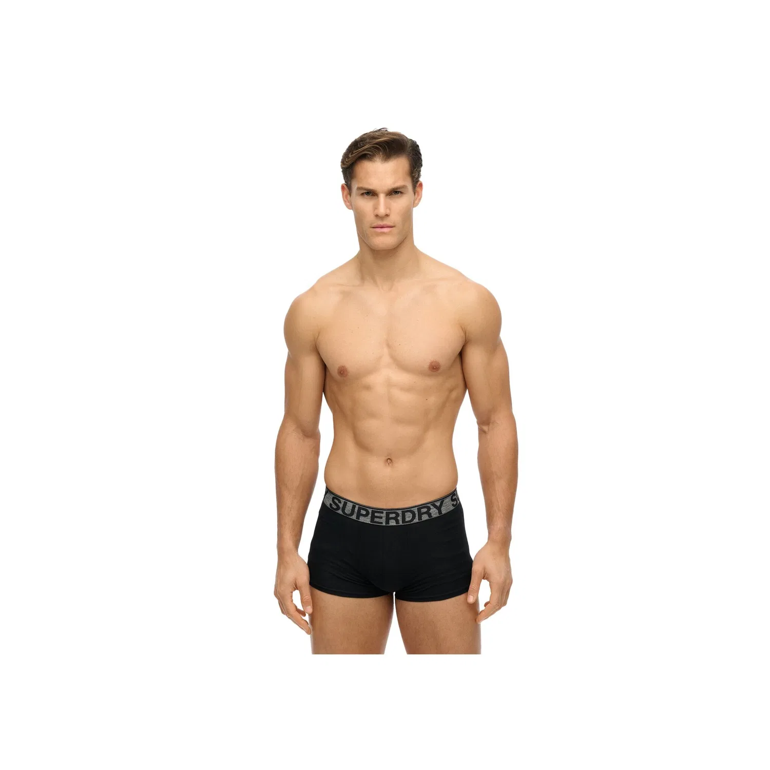 Мужские боксеры-трикотажные в упаковке 3 штуки Superdry, Black/Gray — фото 3