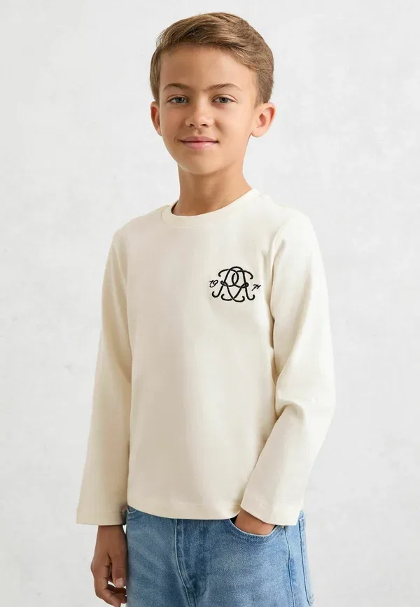 Футболка хлопковая Stefan monogram Reiss, кремовый