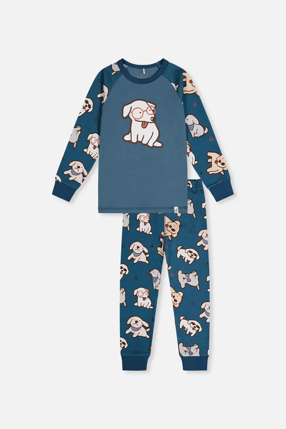 Детский комплект пижамы из органического хлопка с принтом Deux par Deux, Turquoise Printed Dogs