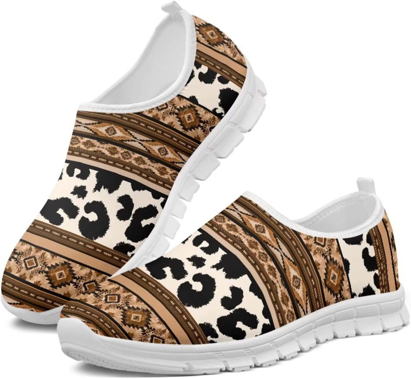 

Женские кроссовки Glomenade с принтом с животных и племенных мотивов, мужские дышащие кроссовки из сетки, носочные кроссовки, модные слипоны, противоскользящие теннисные кроссовки, Tribal Leopard