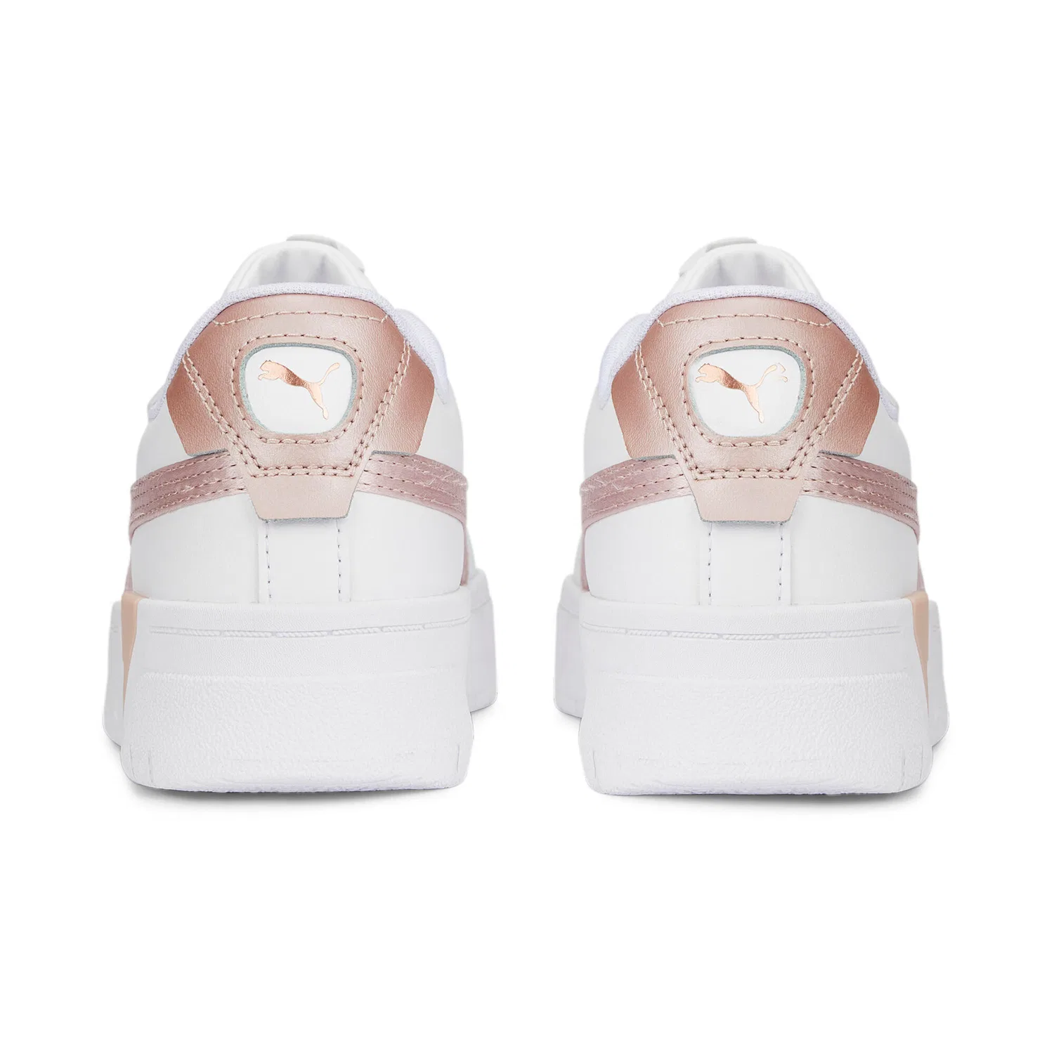 Детские кроссовки для девочек с металлическими деталями Cali Dream Shiny Pack Puma, Weiss Fluoreszierendes Blassrosa — фото 2