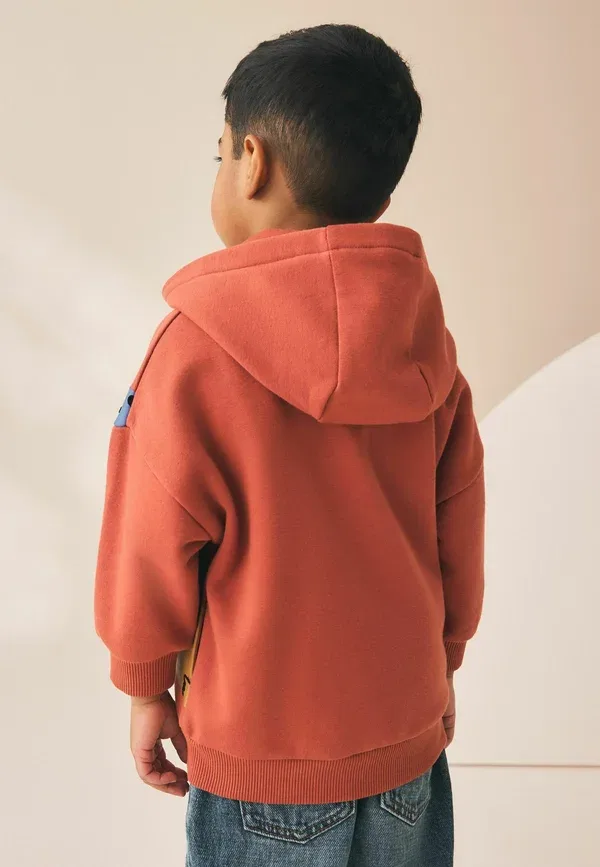Худи с принтом Regular fit - printed zip thru hoodie Next, Tan Brown, светло-коричневый — фото 2