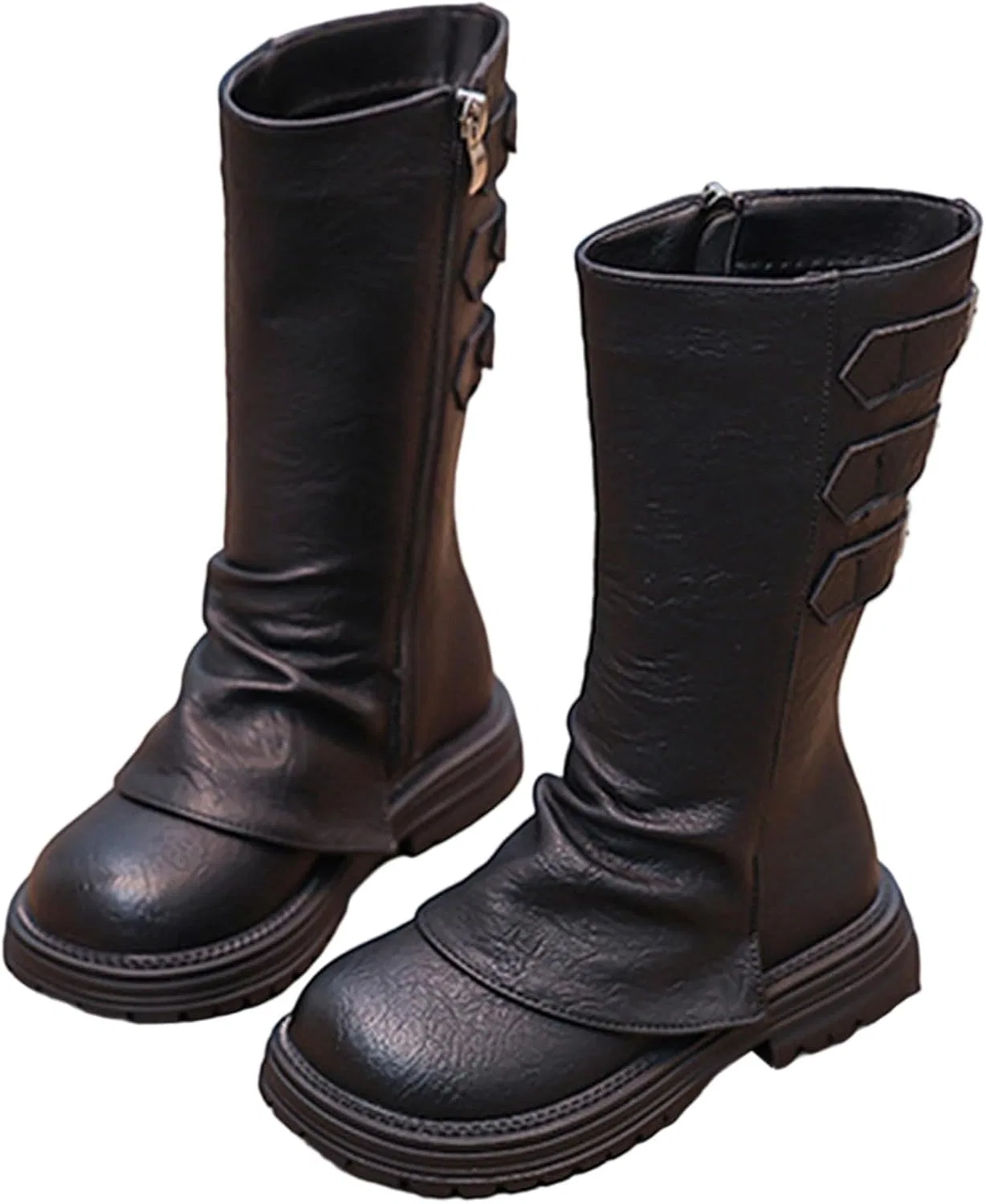 Детские ботинки для девочек с боковой молнией Combat Boots, Black
