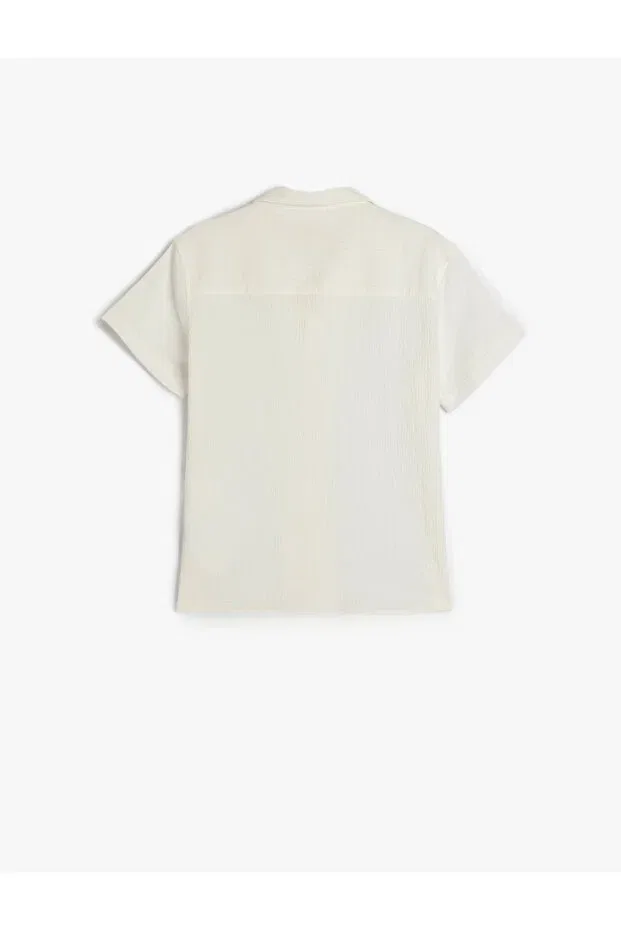 Детская рубашка с коротким рукавом хлопковая Basics Koton, White — фото 2